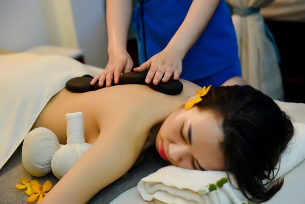Relaxing aromatherapy session with city skyline view in District 7